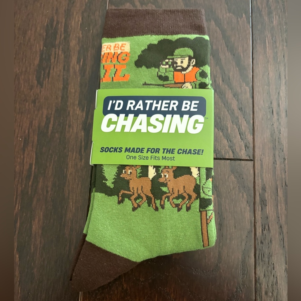 New I'D RATHER BE CHASING TAIL Funny Men’s Hunting Socks One Size Fits Most New